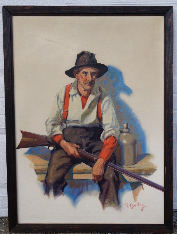 Reginald Bolles; American oil painting signed: Oil on canvas illustration, Mountain Man signed l.r.; 38in. X 28in.