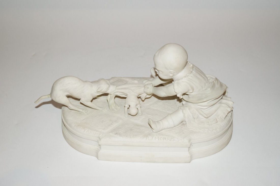 R. J. Morris; Bisque porcelain grouping signed - 2