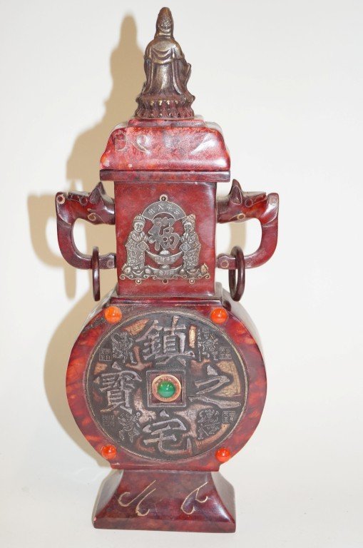 Chinese carved jade temple jar - 4