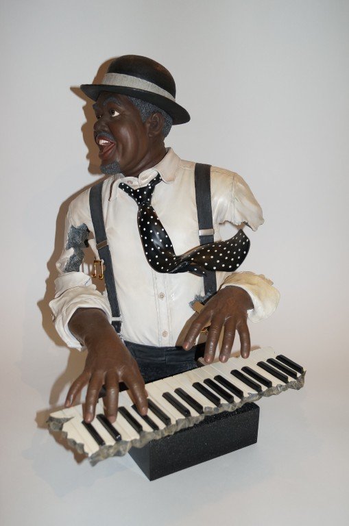 20th C. Polychromed figure of a Jazz musician