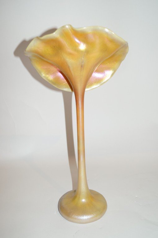 Tiffany glass Jack in the Pulpit vase signed - 4