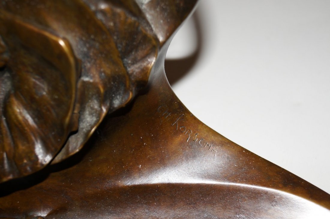 Charles Korscha; 19th C. bronze grouping signed - 6