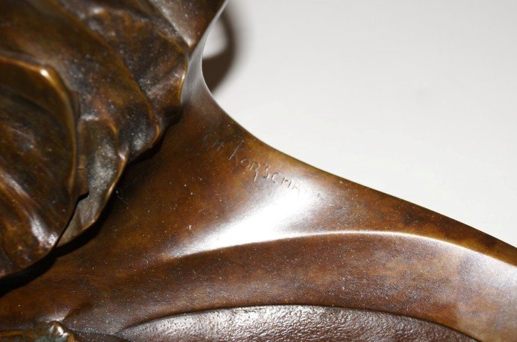 Charles Korscha; 19th C. bronze grouping signed - 7
