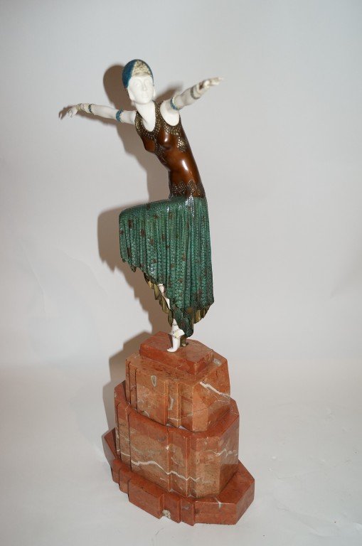 Demetre Chiparus; Bronze and ivory grouping signed - 2