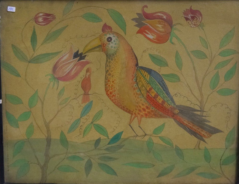 Folk Art watercolor painting - 2