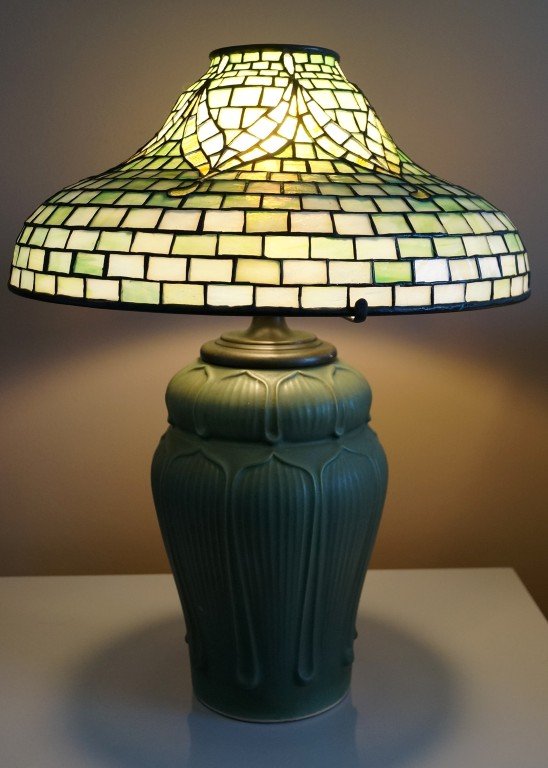 Tiffany Studios Tyler leaded lamp signed - 2