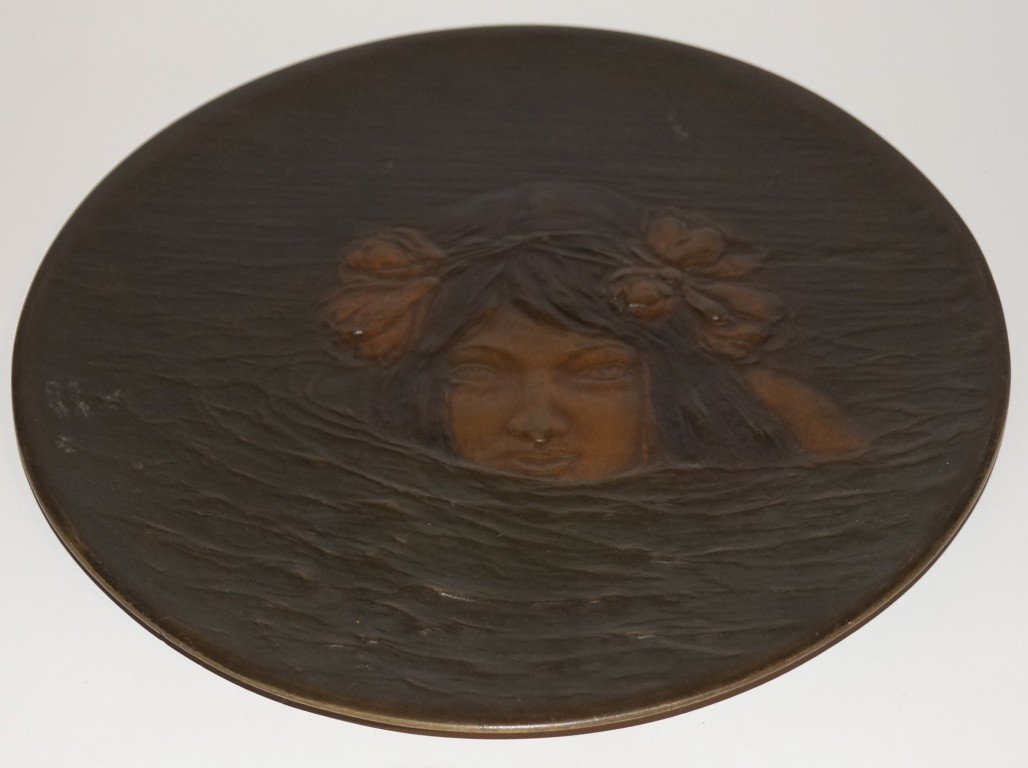 Art Nouveau bronze figural charger - 2