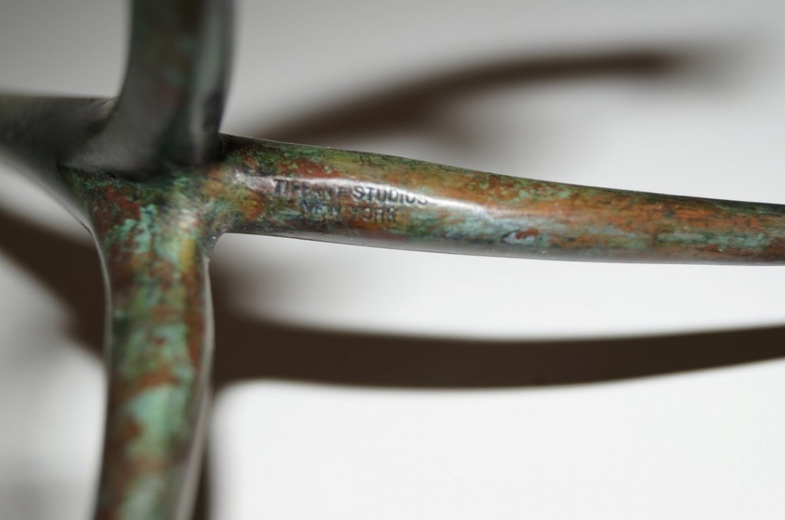 Pair of Tiffany bronze Root Candlesticks. - 3