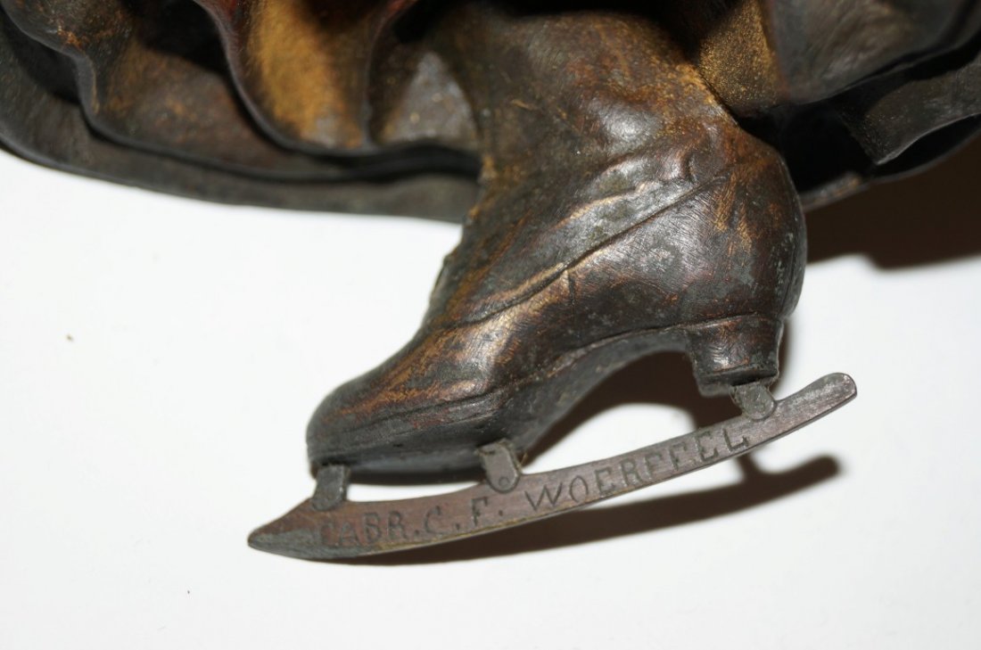 Abraham C.F. Woerffel; Russian bronze figure of a skate - 7