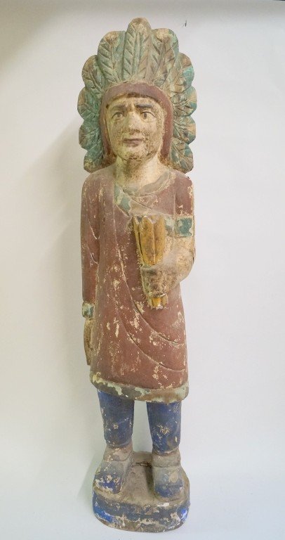 Painted wood cigar store indian