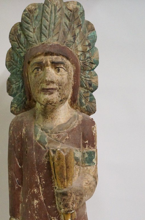 Painted wood cigar store indian - 2