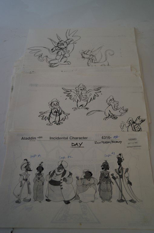 Walt Disney Television Animation Sheets(68 pcs): Many. Mostly for Aladdin. ; 8.5in. X 14in.(most)