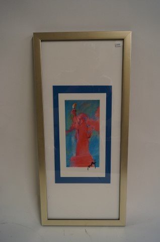 Peter Max Print: Print. Statue of Liberty 1981. Signed in permanent ink by the artist. Affixed with artist's studio seal; 23.5in. X 11in.