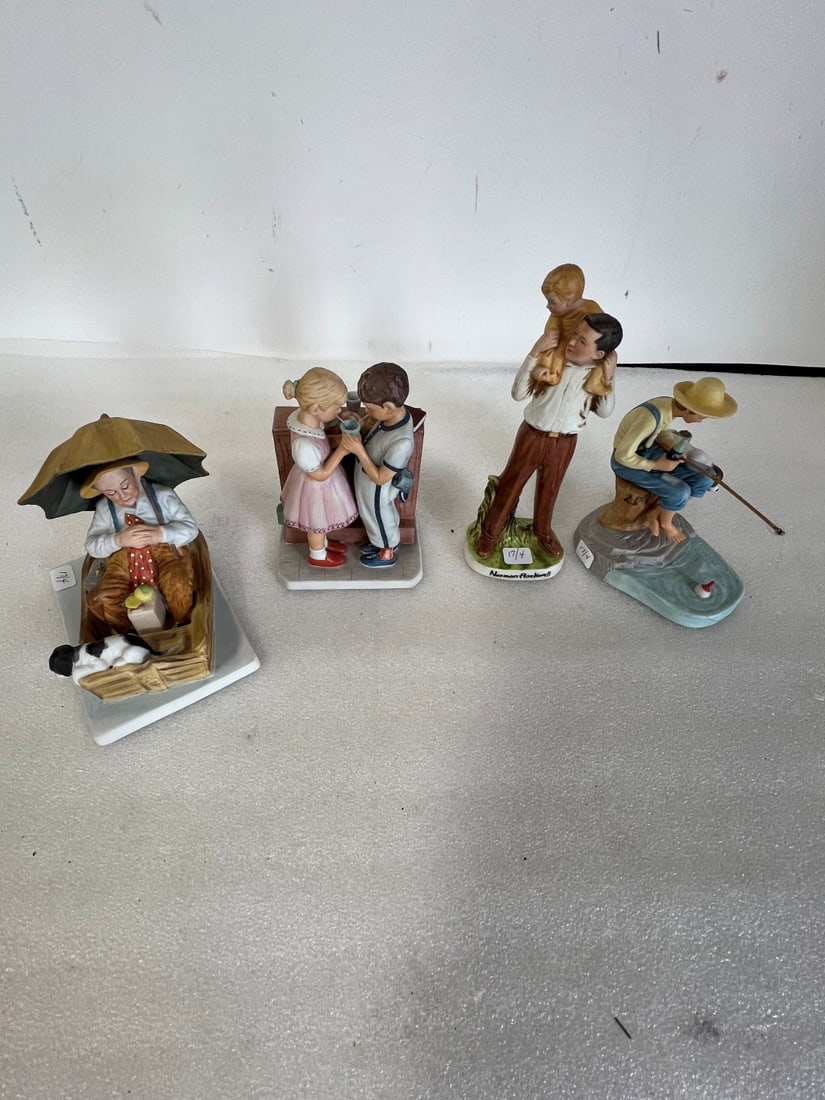 Norman Rockwell Figures (3): Captain, Baby Sitter and Granpa Snowman. Three in a lot. Tallest is 6.75"H and smallest is 5.5"H.