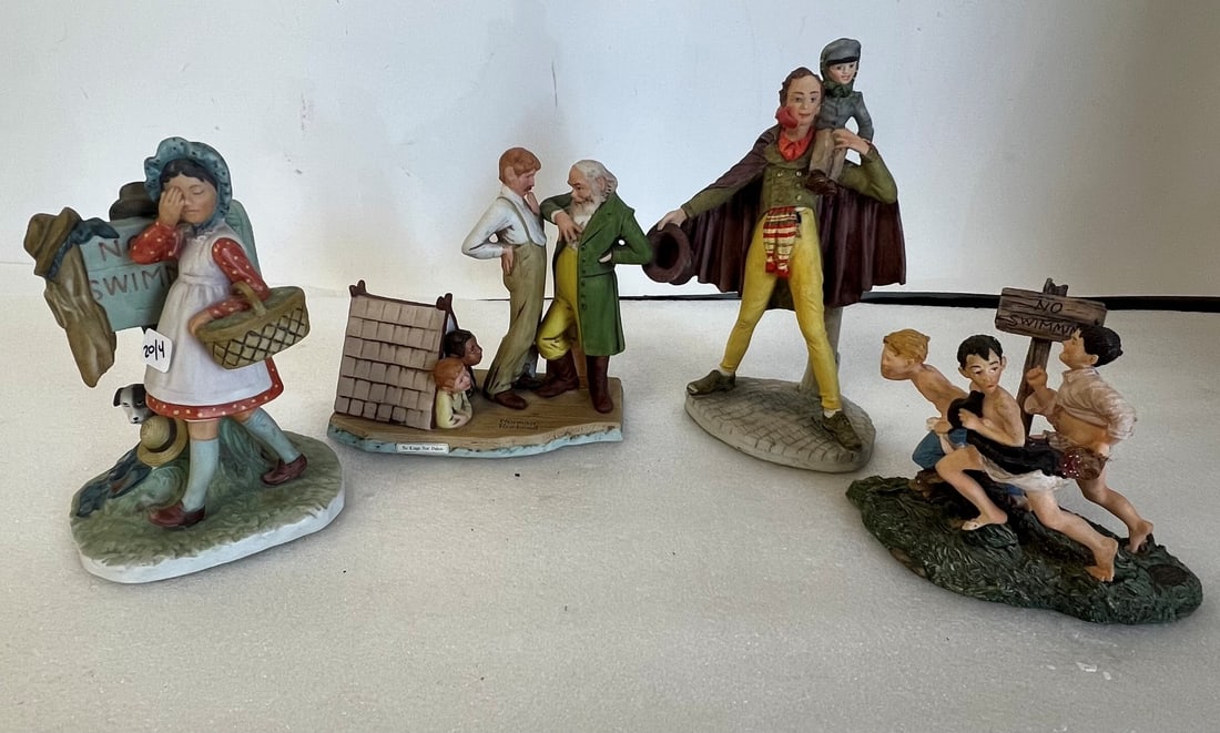 Norman Rockwell Figures (4): 7 1/2"to 4"