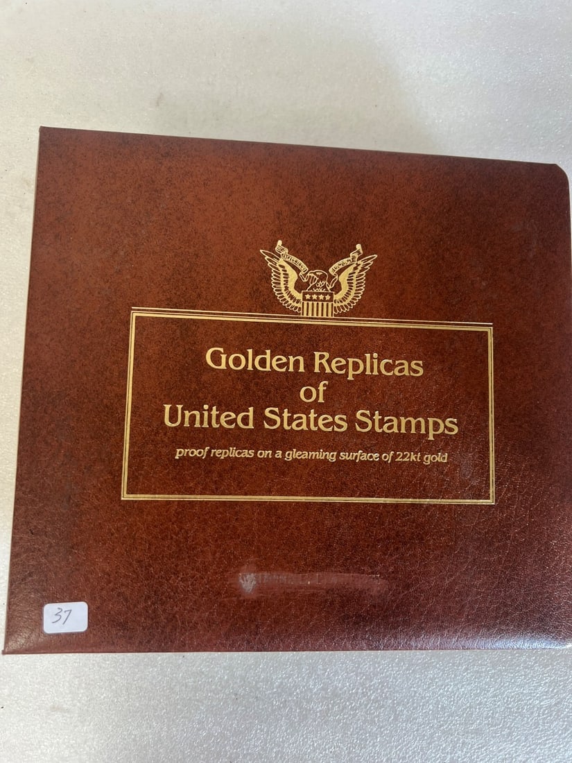 22k Gold Replicas of U.S. Stamps 1982 1983: Postal Commemorative Society, Proof replicas on a gleaming surface of 22kt. gold.
