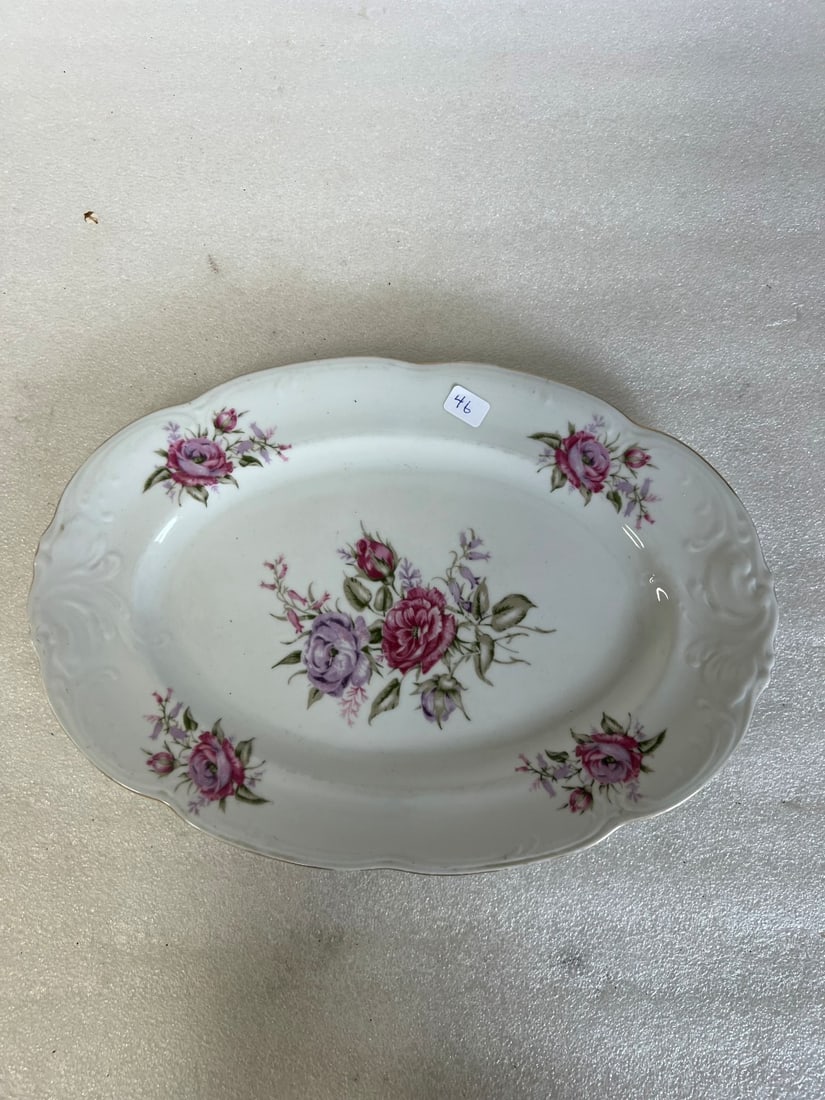 Rose Platter: Marked at the Underside Walbrzych Made in Poland 13" L