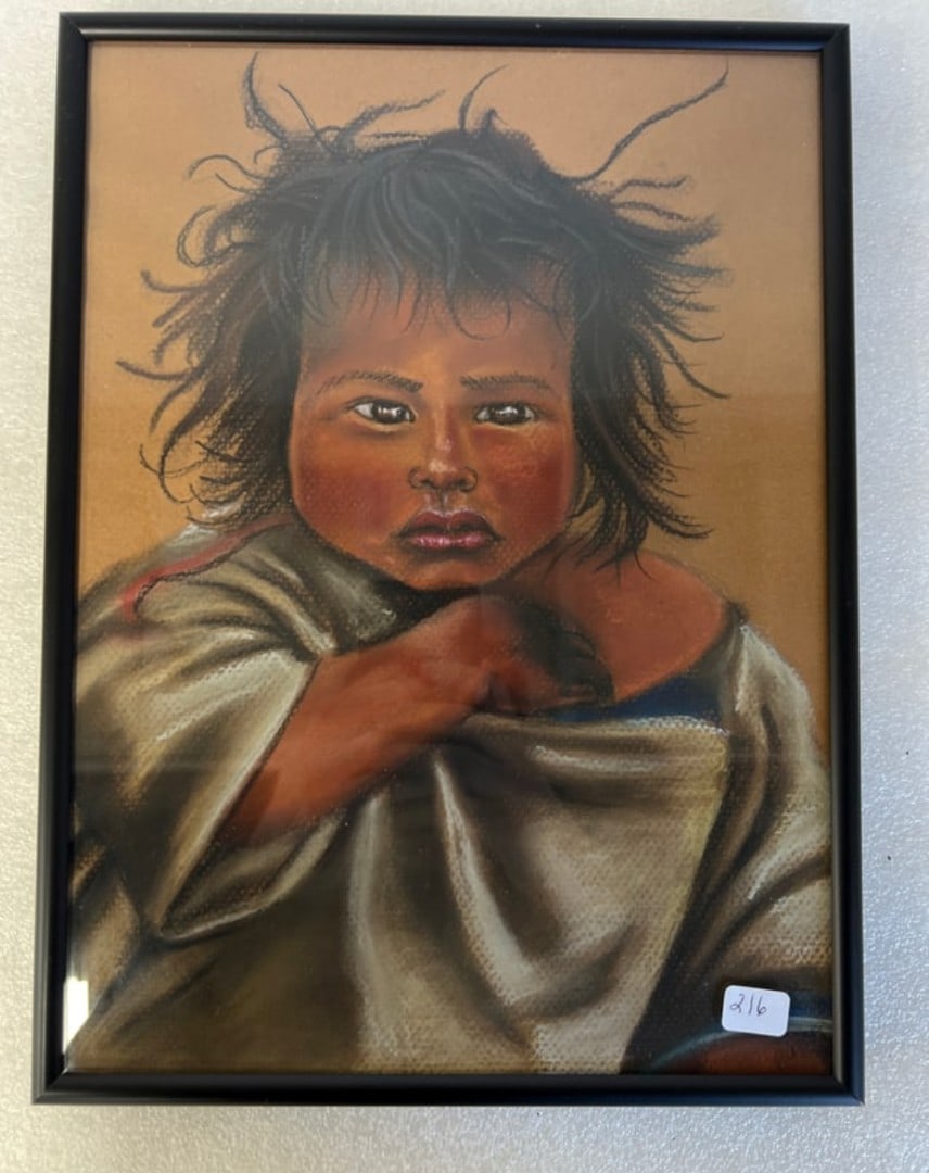 Mexican Pastel. Young Child: 13” H by 9.5”W. Signed lower right Puma