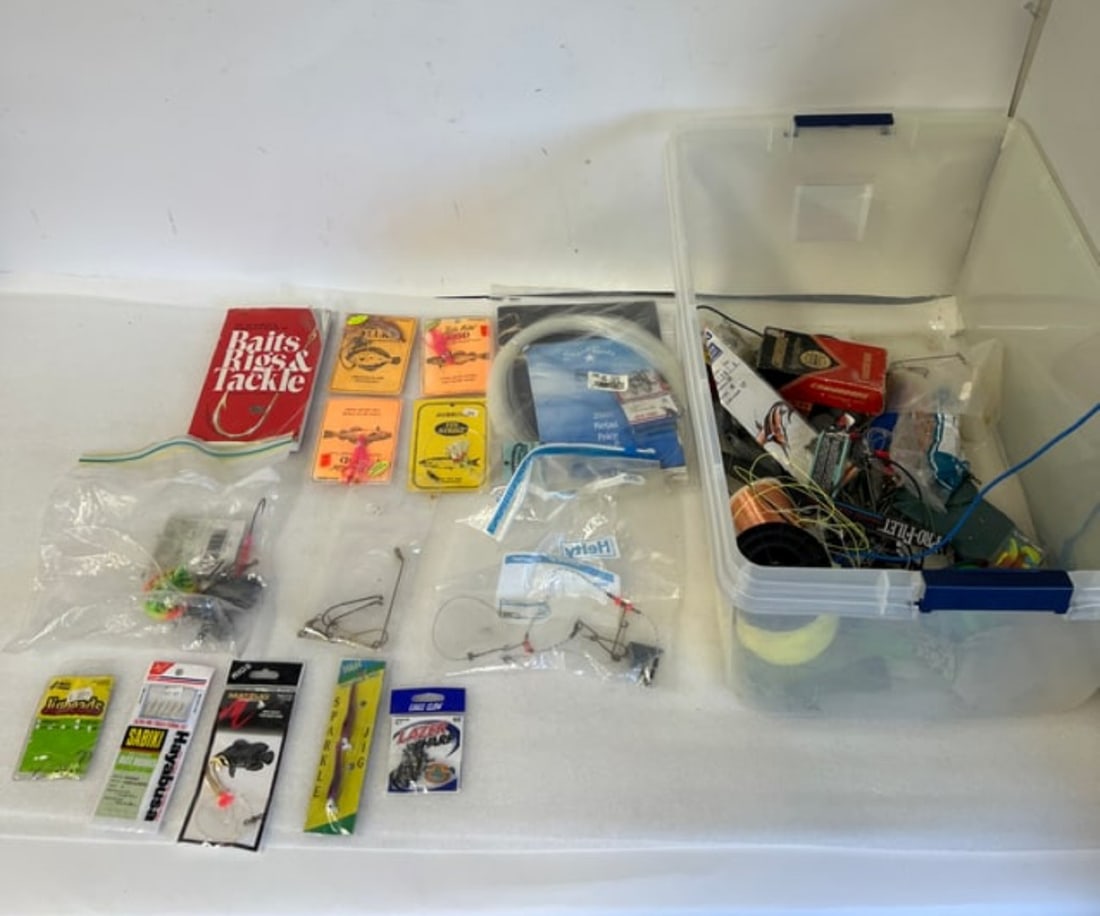 Extensive Bin of Fishing Lures and Gear. (1 of 4)
