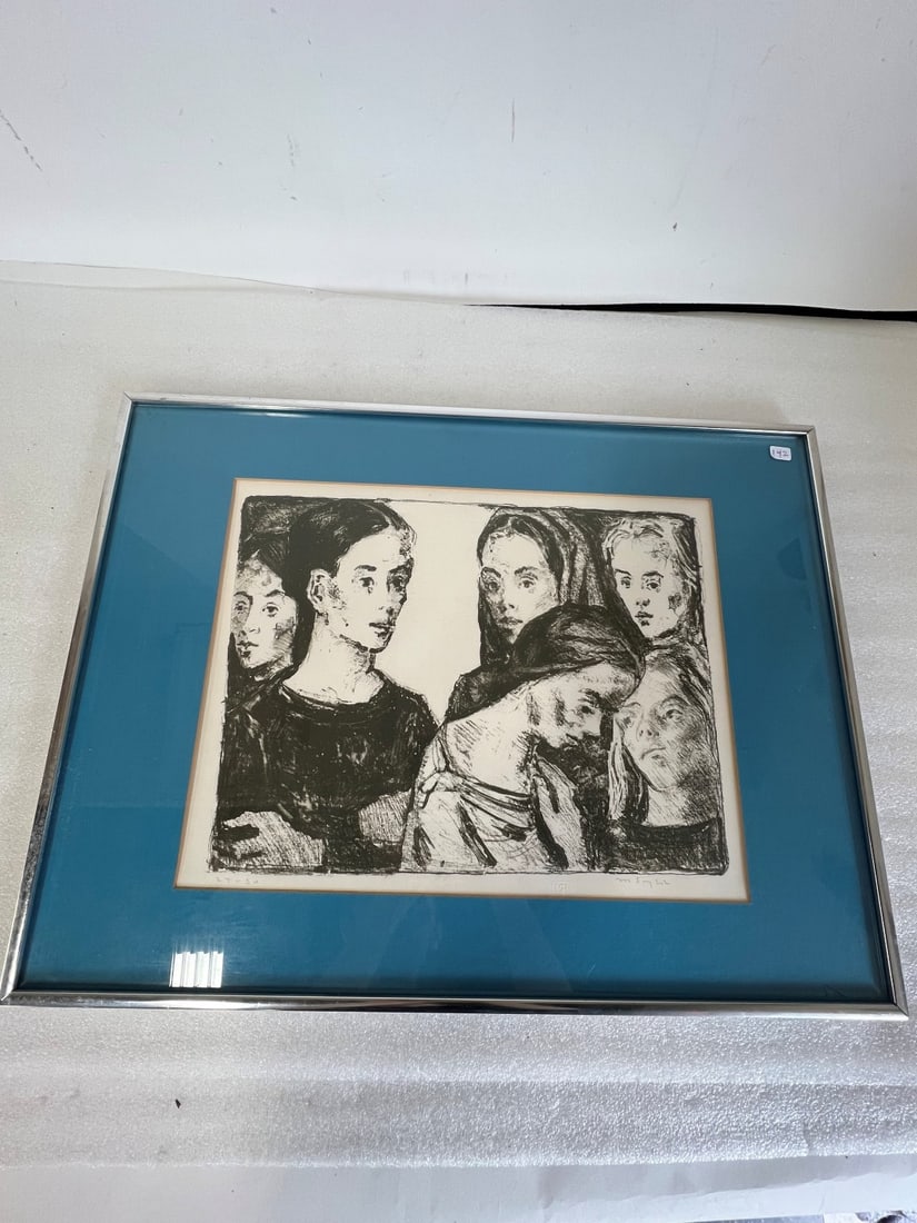 Sgd Moses Soyer Litho. With #: Titled "Three Women" 27 - 50 Sgd Bottom Right. Frame - 18 1/4" H by 24 1/4" W Litho - 12 1/2" H by 16 1/4" W