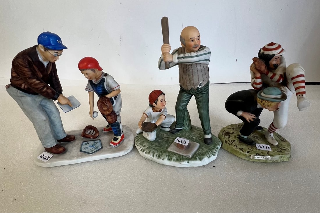 Norman Rockwell Baseball Figures (3): The 100th Year of Baseball. Batter Up and Big Decision Three in the lot.