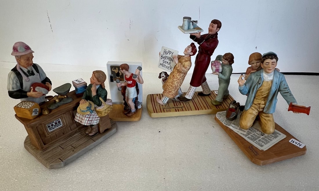 Collectible Figures Rockwell and Danbury Mint (4): Be a Man by Danbury Mint; Ltd. Ed. The Model; A Final Touch from the Rockwell Museum; Happy Birthday Dear Mother.Four in the lot 6 1/2"H to 3 3/4"H