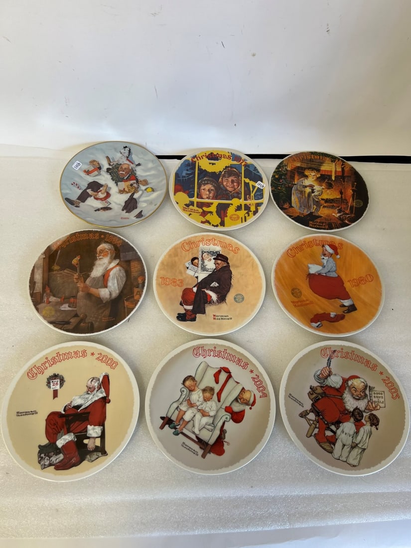 Collectors Lot of Christmas Plates (9): Lot includes: 1977, 1979 (2), 1980, 1983, 1984, 2000, 2004, and 2005 Collectors Plates. 8.25" in diameter. 9 plates in total.
