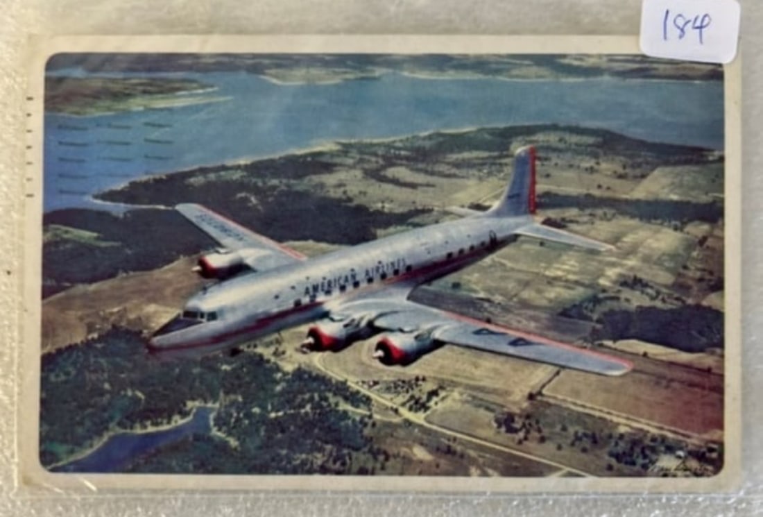 American Airlines 1949 Postcard: Cancelled
