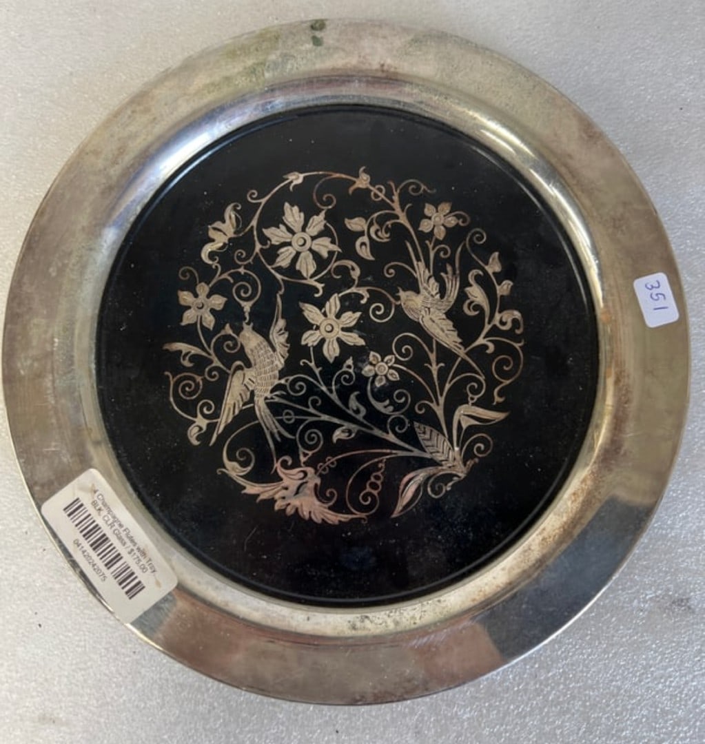 Vintage Jet & Silver Plate Tray (1 of 1)