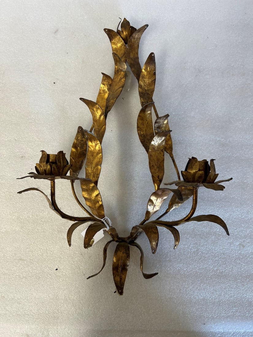 Bronze Two Lite Candleholder Sconce: As pictured 17"H