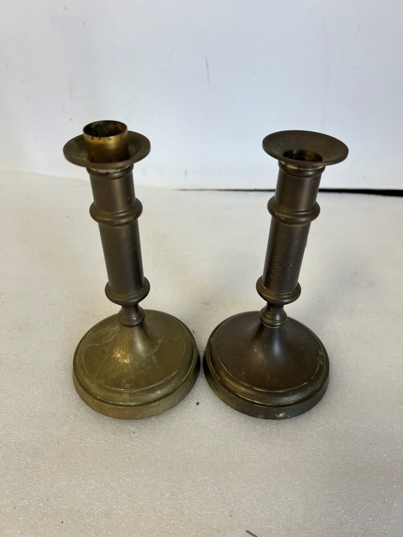 Two Brass Antique Candlesticks. (1 of 1)
