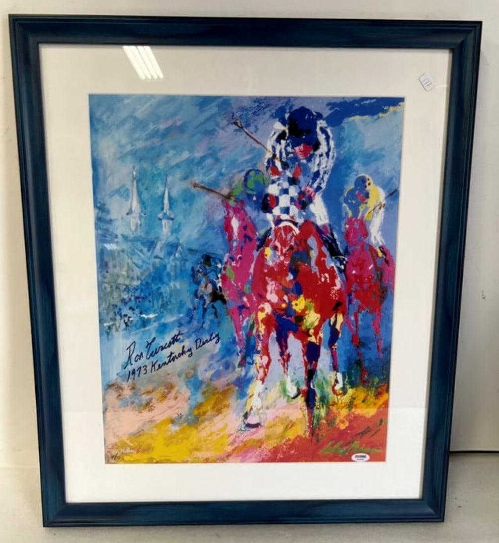 Ron Turcotte 1973 Kentucky Derby Lithograph: Signed Ron Turcotte on the Litho and dated 1973 Framed. 27: x 22"