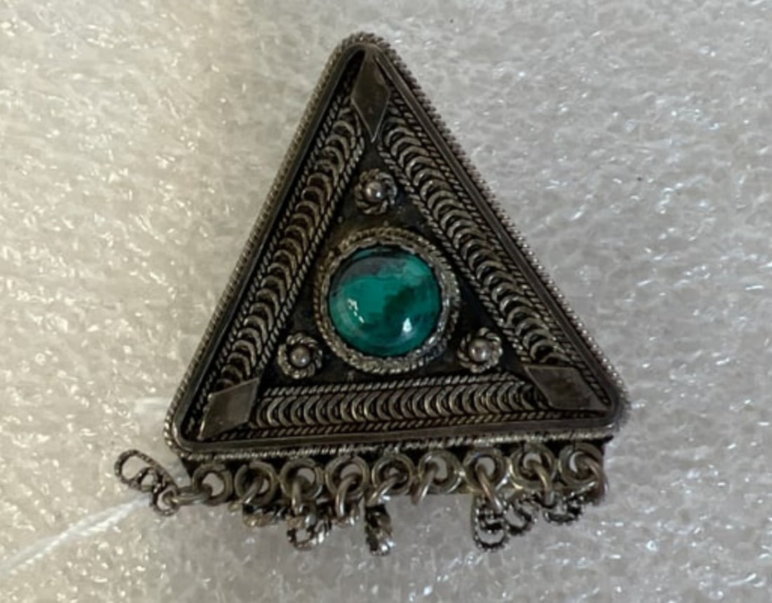 Israeli sterling and turquoise Pendant/Pin (1 of 2)