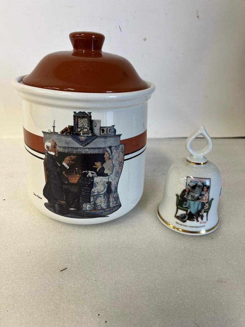 Norman Rockwell Cookie Jar and Bell (1 of 3)
