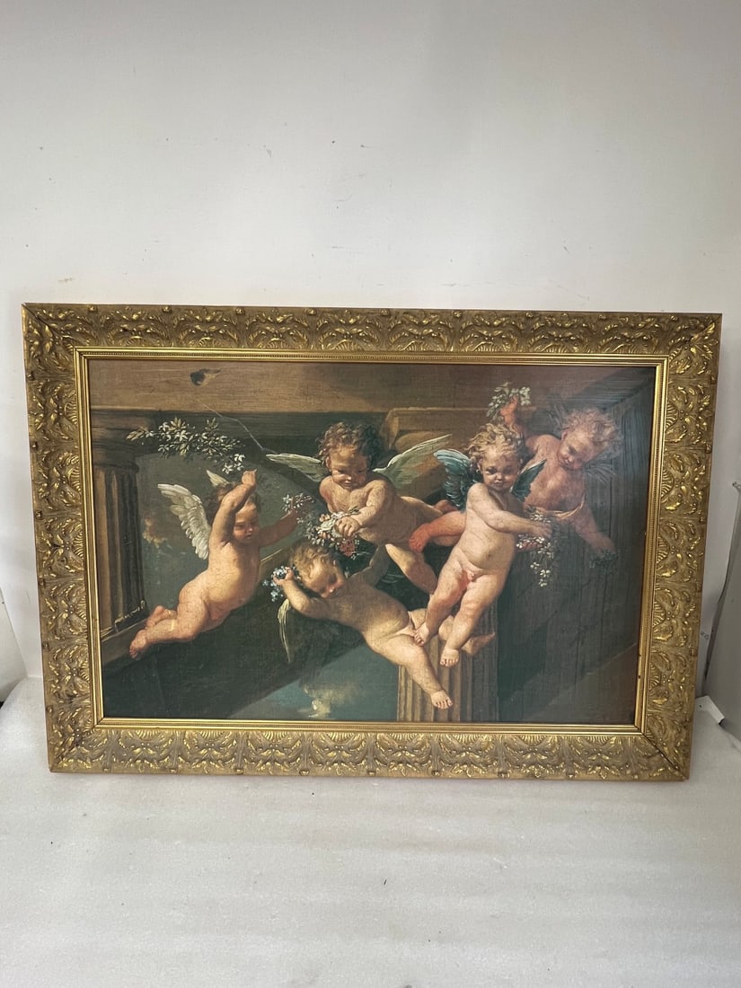 Classical Print, Cherubs. Ornate Gilt Antique Frame (1 of 3)