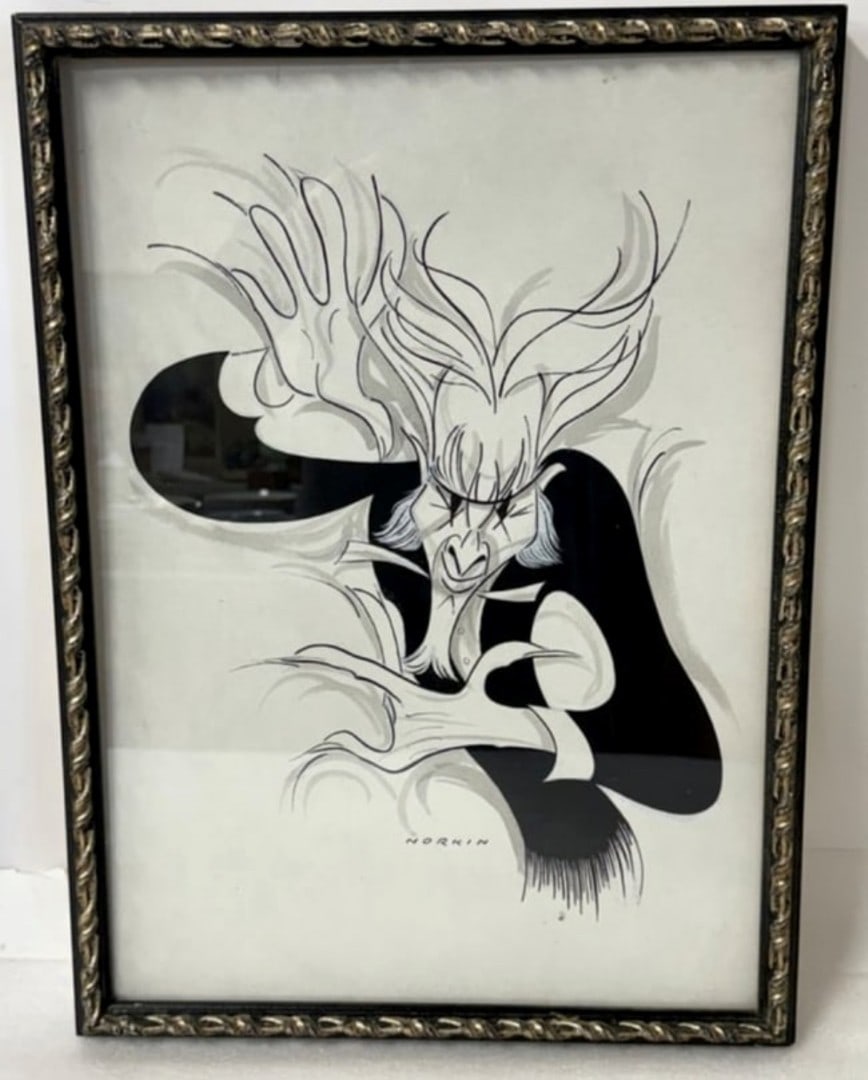 Samuel Norkin; American Illustration Ink Drawing Signed: Ink on artist's board. Leminy Snicket. Signed;21in. x 15in.(image), 22.5in. x 16in.(framed)