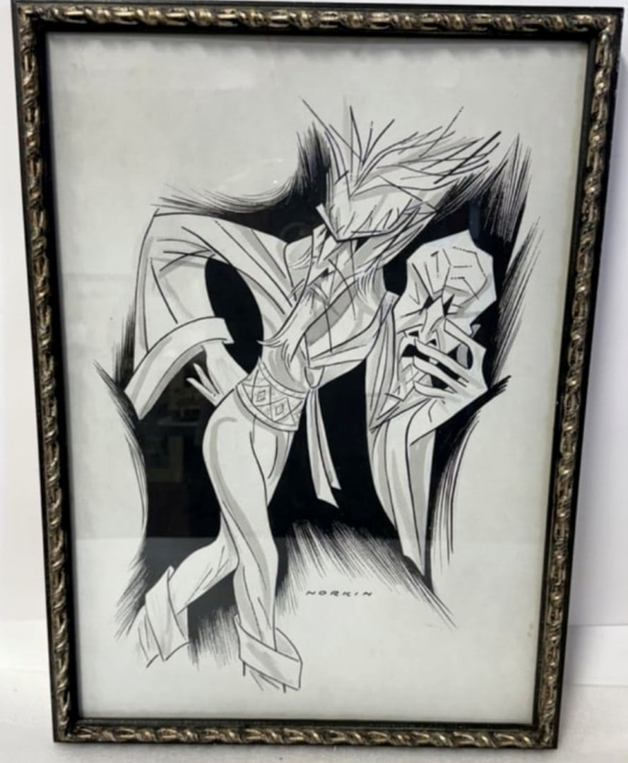 Samuel Norkin; American Illustration Ink Drawing Signed: Ink on artist's board. Leminy Snicket. Signed;21in. x 15in.(image), 22.5in. x 16in.(framed)