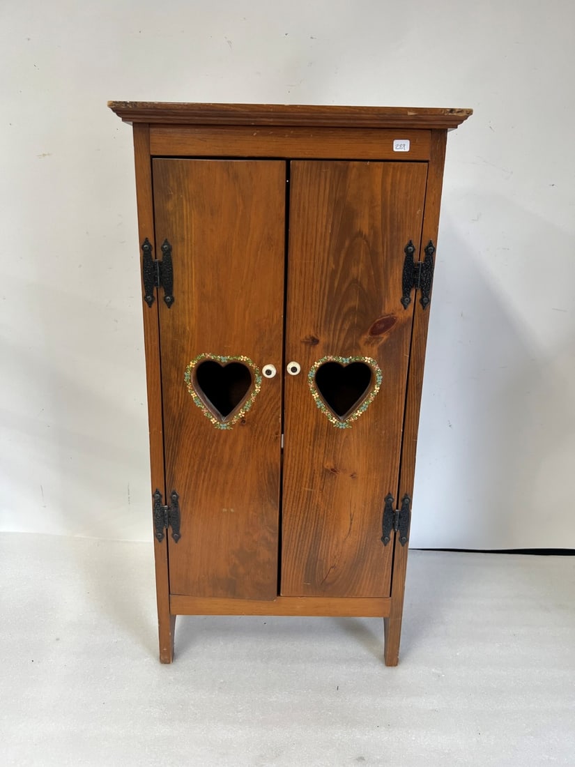 Two Door Shelved Curio Cabinet: As pictured with open heart. 32"H x 16 1/2"W