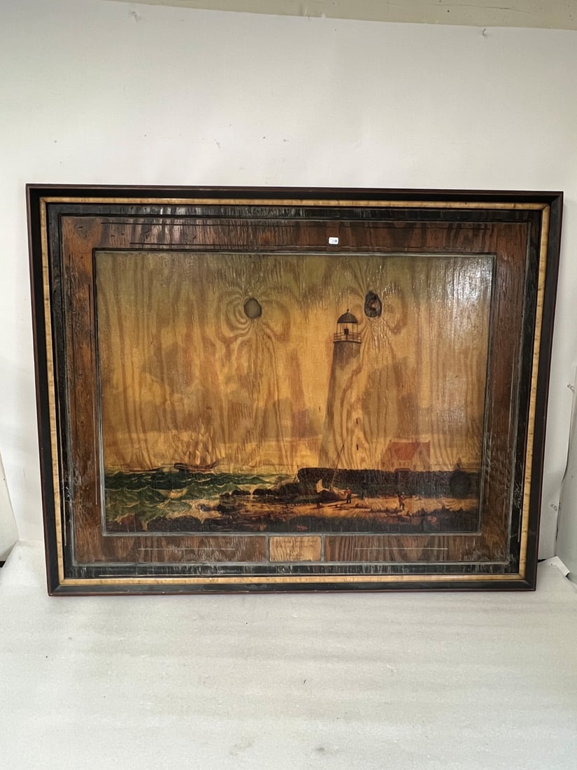 After William Bradford. Ship: Overall size: 34 1/2"H x 43 1/4"W Some imperfections at bottom. Will be visible in photos..