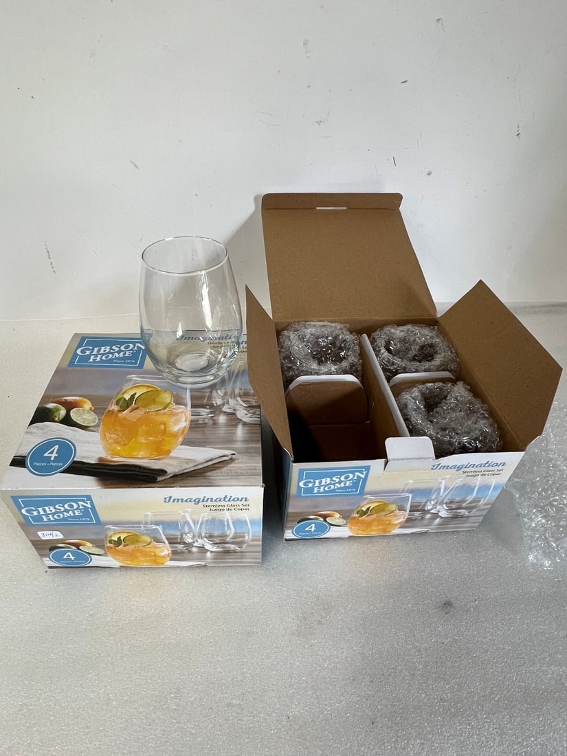 Gibson Home Stemless Glass Sets (2): 10"H