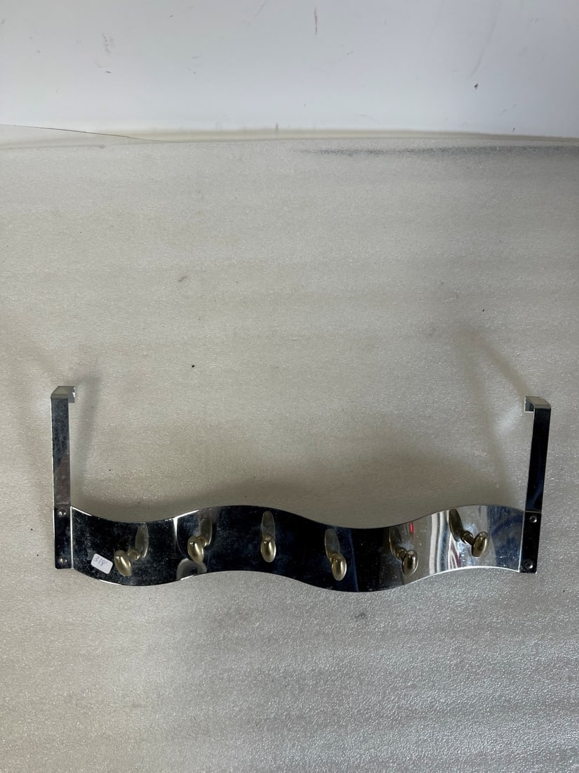 Brass and Chrome Wall Hanging Hat or Coat Rack (1 of 1)
