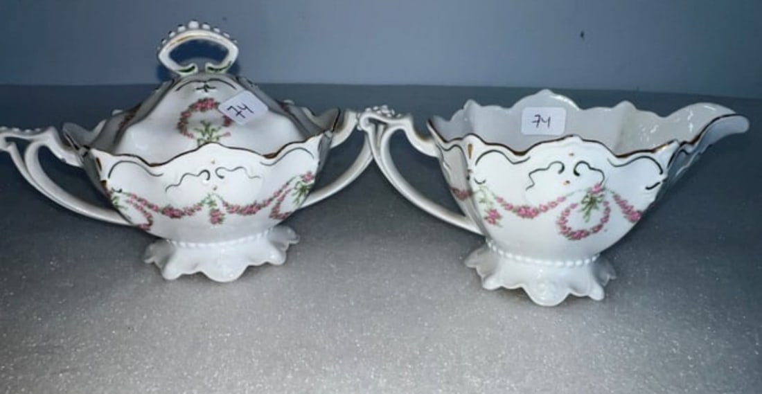 MZ Austria Creamer and Sugar: Marked MZ Austria and Geschutzt