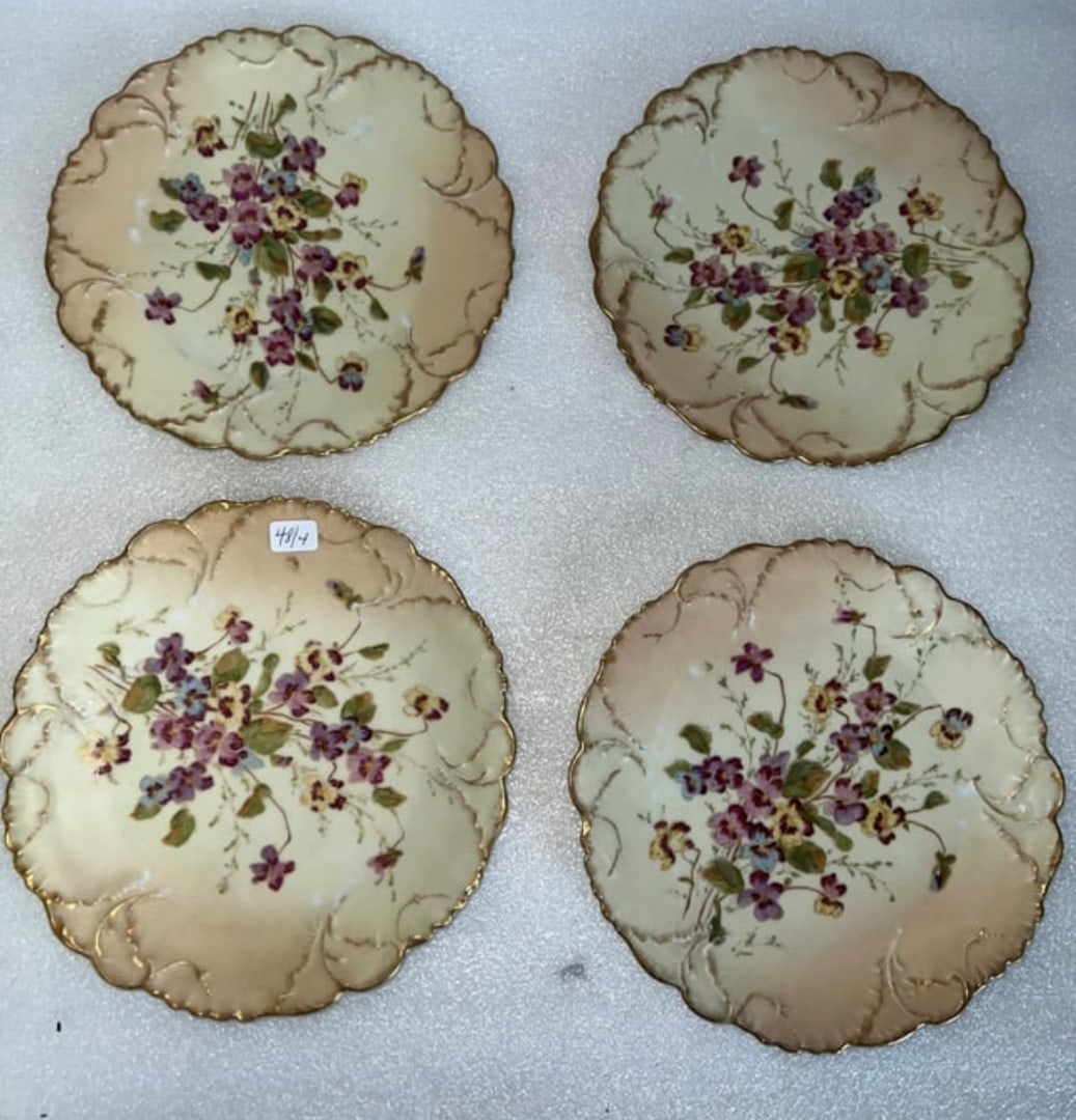 Royal Rudolstadt Plates (4): Marked at the underside. 7 3/4"