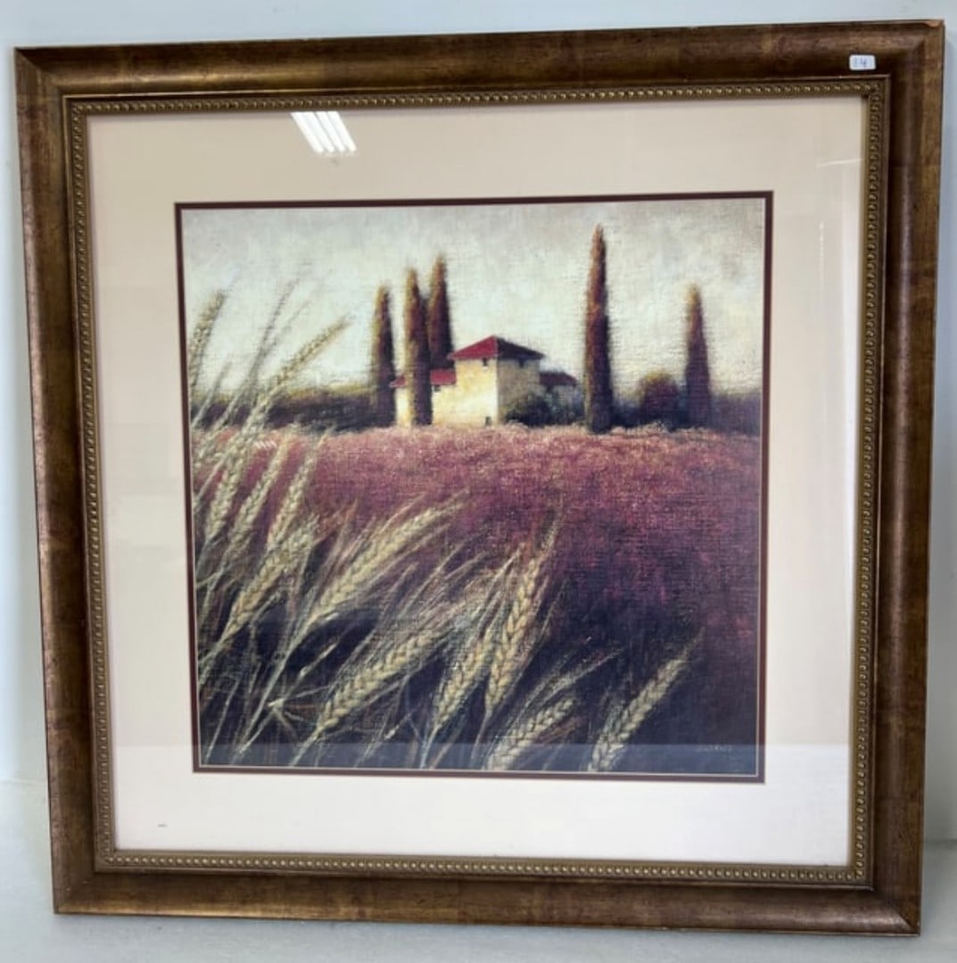 Sgd James Wiens "Tuscan Fields II": 29 1/2" H by 29 1/2" W Sgd Bottom Right