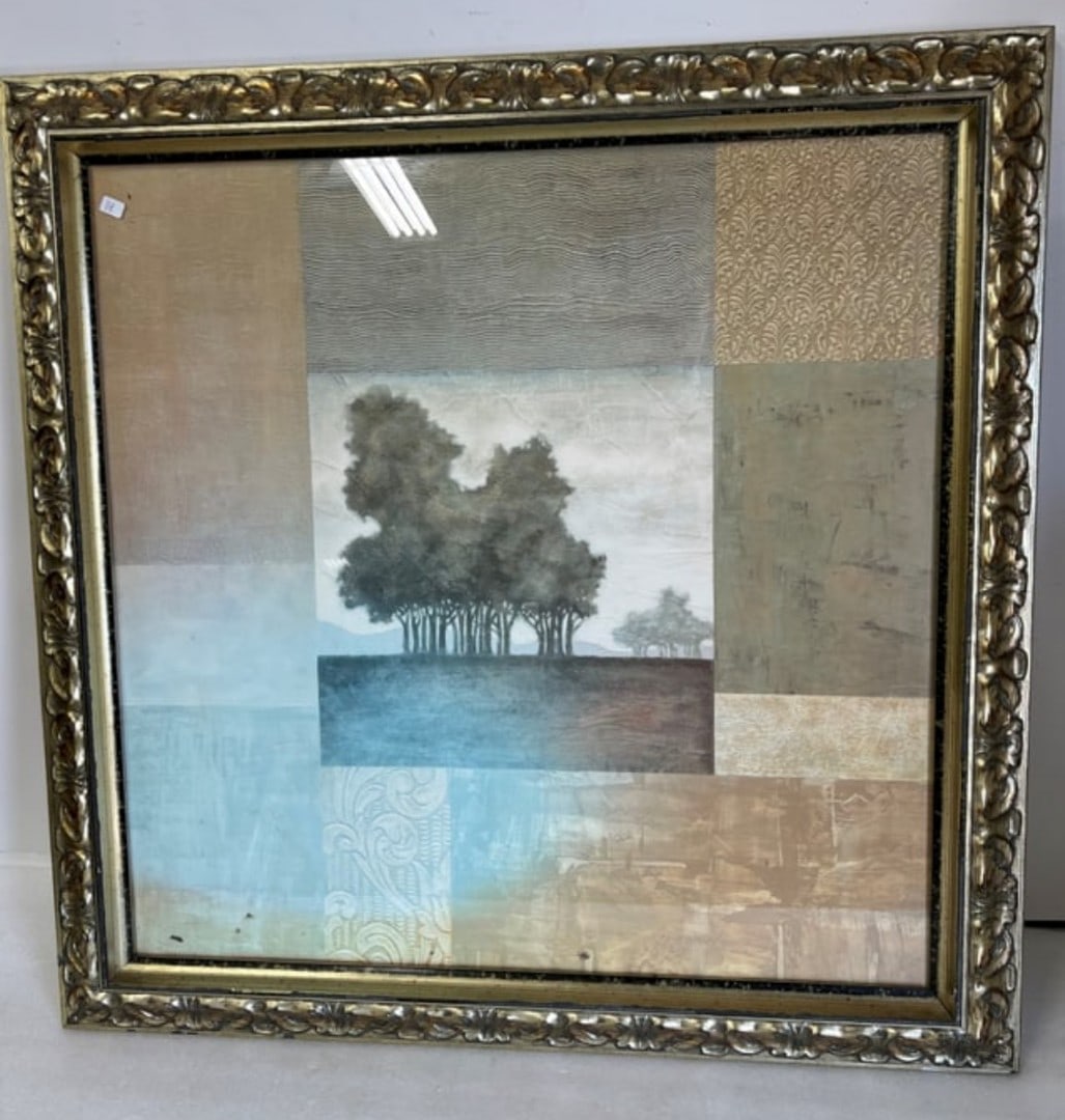 Xavier Fine Print Gallery Label: Label for Paragon Gallery. Artist, Xavier is listed at the back. 27 x 27 Framed.
