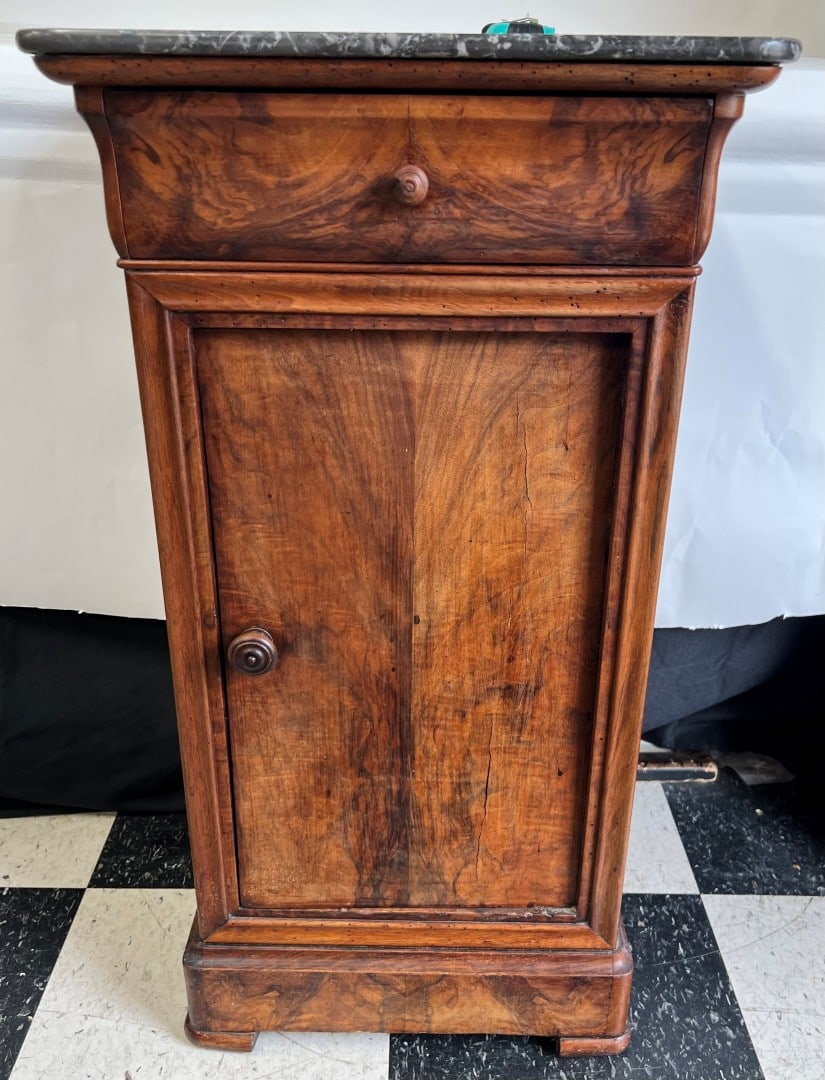 Marble Topped One Drawer One Door Stand (1 of 3)
