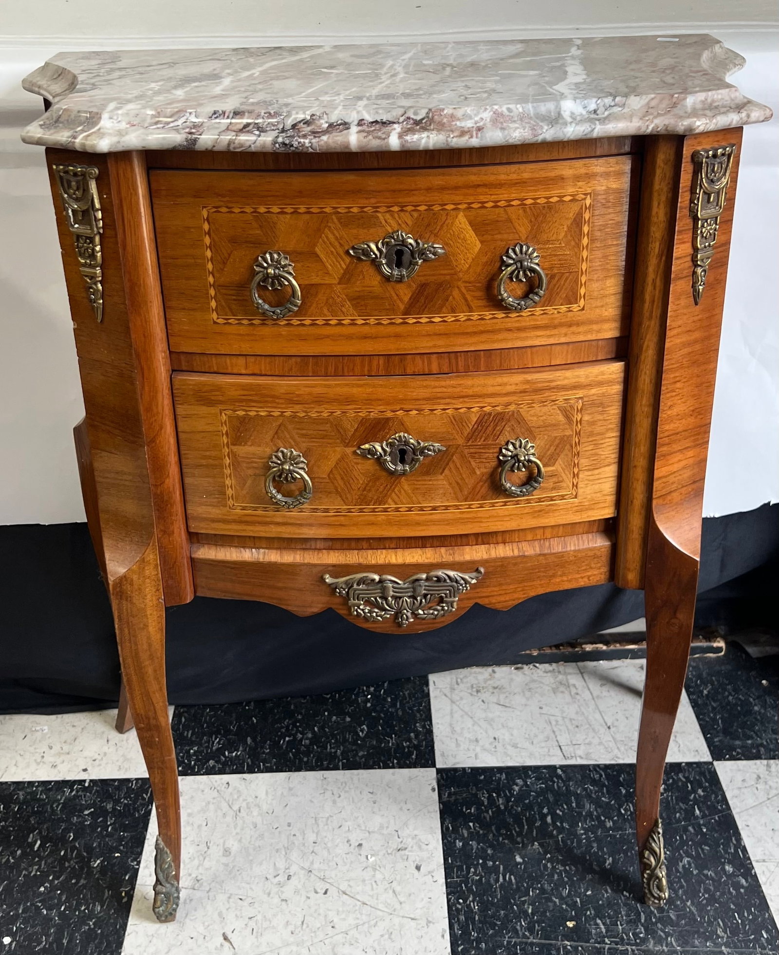 Marble Topped Two Drawer Stand (1 of 1)