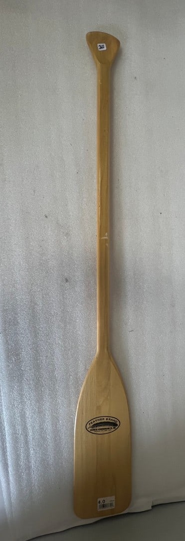 Wooden Paddle. Feather Brand: Caviness Woodworking Co. 46 1/2"