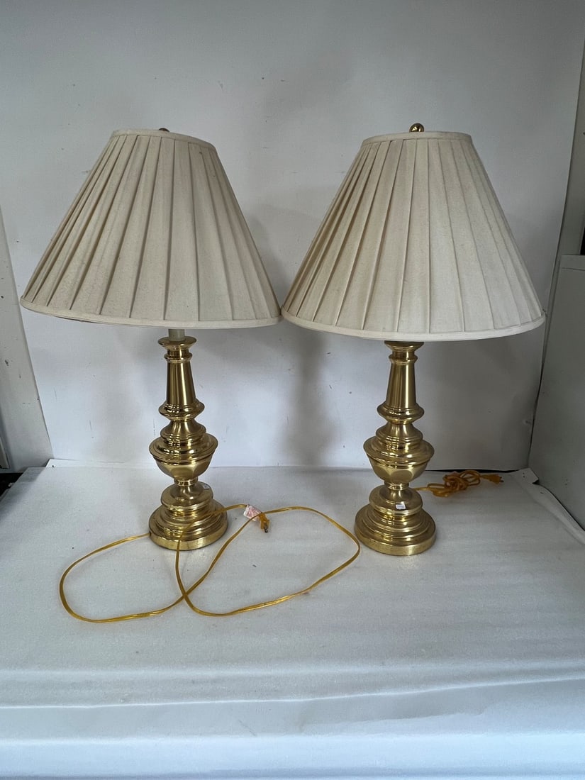 Pr. Antique Brass Lamps: As pictured 32 1/2" H