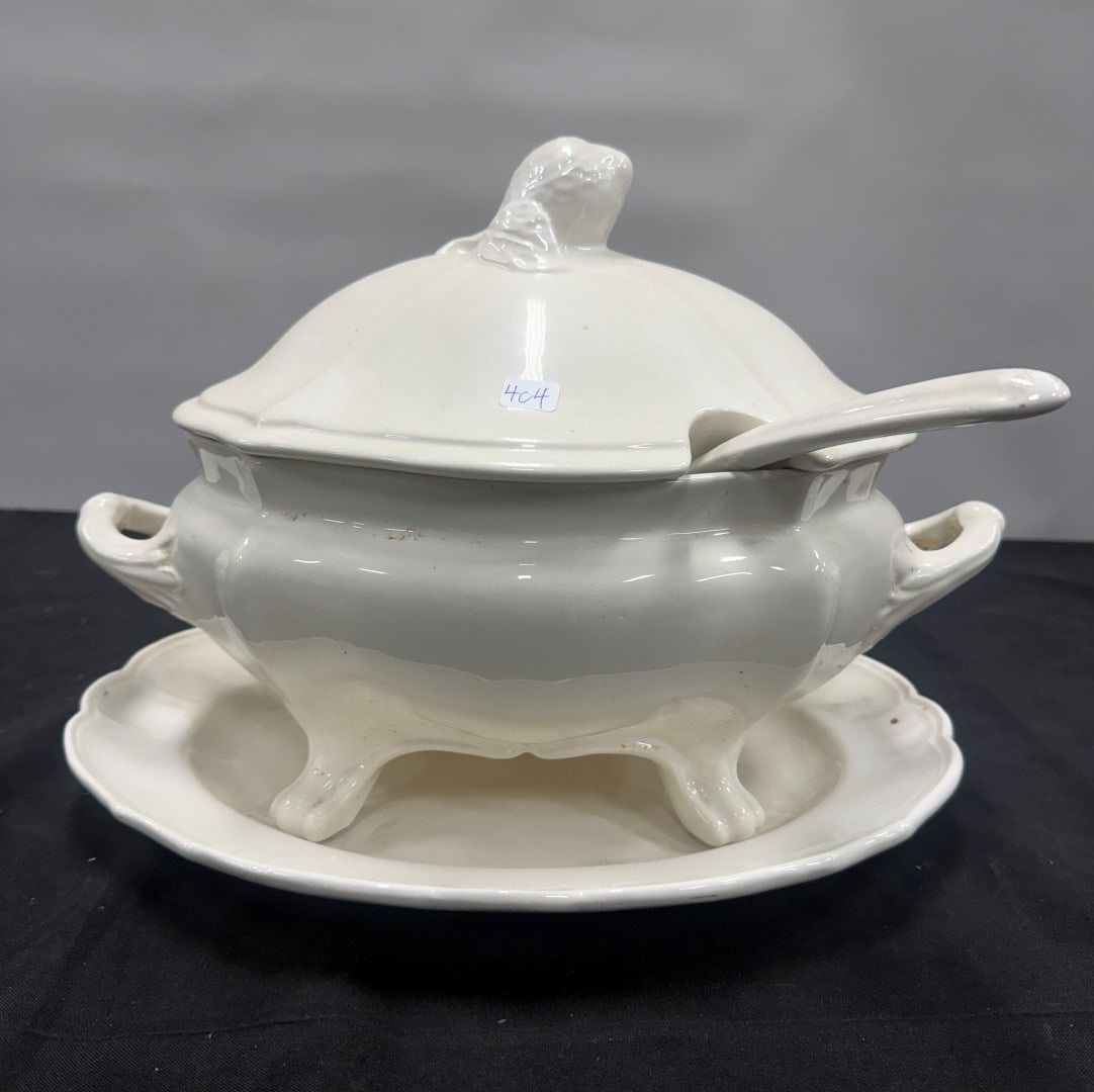 Ironstone Covered Tureen with a Ladle: And an Underplate